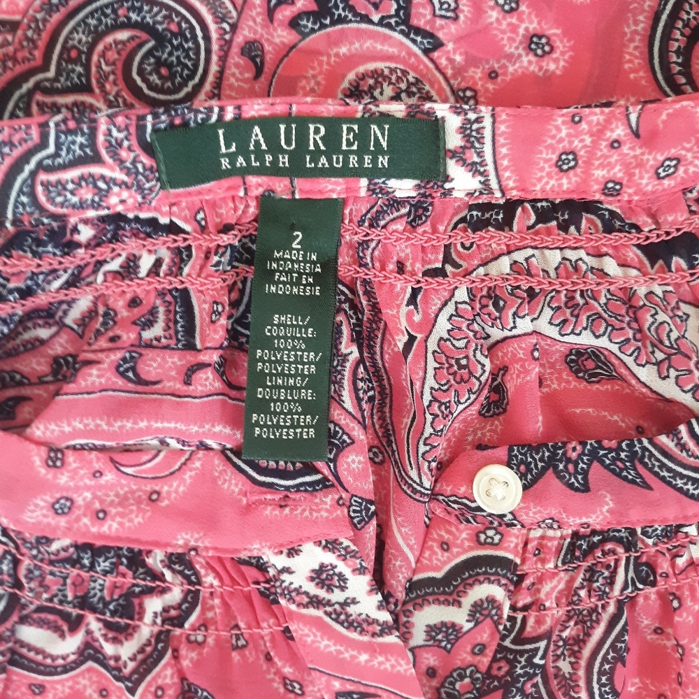 Ralph Lauren paisley semi sheer dress sz 2 *J - Picture 3 of 5